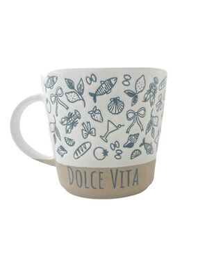 Prima Design Dolce Vita Ceramic Mug Blue/White Mug NWT